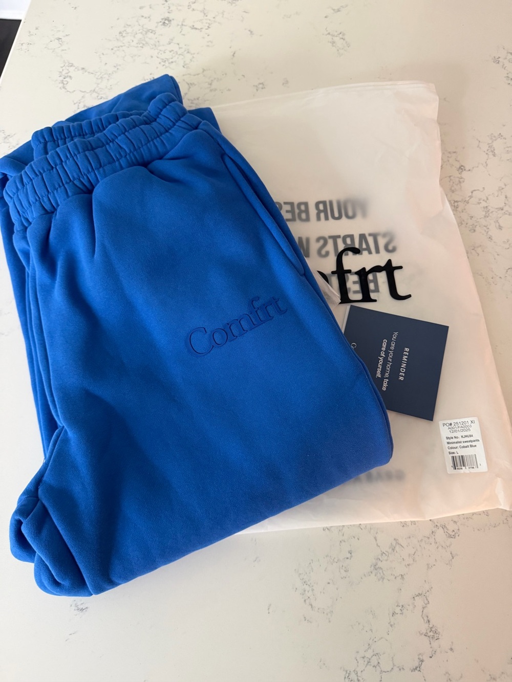 Comfrt Standard Sweatpants Pacific Blue Unisex Jogger Heavy Thick Comfy Sz L